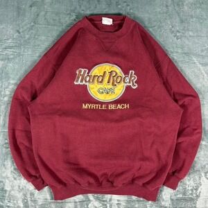 Y2K Hard Rock Cafe Myrtle Beach Red Crewneck - faded size tag
